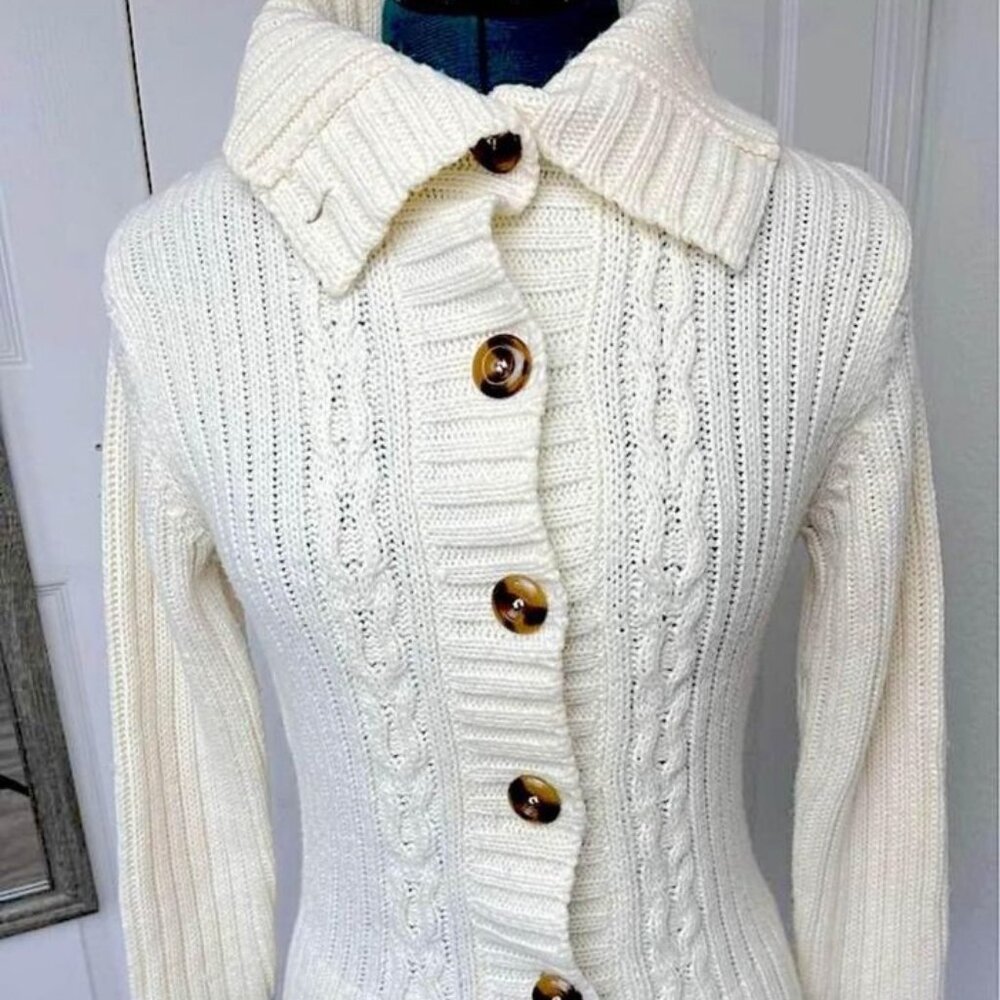 Size medium Energie beige cable knit cardigan jacket